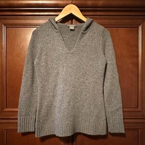Ann Taylor 100% Cashmere Gray Hooded Sweater